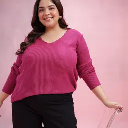 DressBerry Curve Plus Size Ribbed Pullover-picture-35