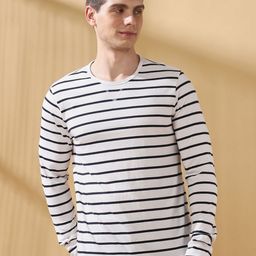 Dennis Lingo Men Striped Round Neck Cotton T-shirt-image-83