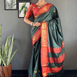 A S CREATION Woven Design Zari Pure Silk Kanjeevaram Saree-image-70