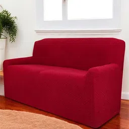 HOUSE OF QUIRK Universal Maroon Self Design Jacquard 2 Seater Soft Touch Sofa Cover & Arms-image-68