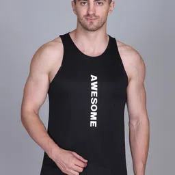 Antiloop Sleeveless Chest Printed Gym Vests Vest-01AweBlack-M-image-93