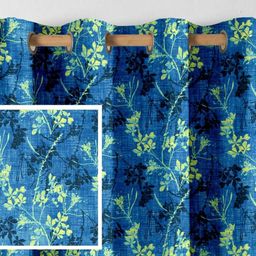 Aura Blue & Green 2 Pieces Floral Printed Long Door Curtain-image-61