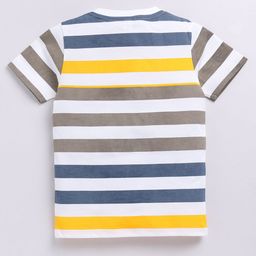 Ginie Boys Typography & All Over Stripe Printed Breathable Tshirt image 2