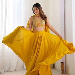 LABELKBBRAND Embroidered Thread Work Ready to Wear Lehenga & Blouse With Dupatta-picture-53