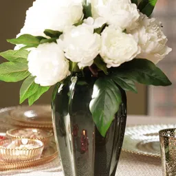 Pure Home and Living Dark Green Ceramic Textured Flower Vases-image-15