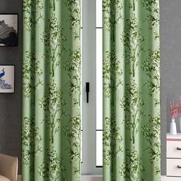 Lunar Days Green Set of 2 Floral Room Darkening Long Door Curtain-image-47