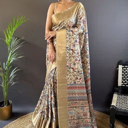 SGF11 Floral Printed Zari Pure Silk Kanjeevaram Saree-picture-36