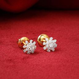 GIVA 14Kt Yellow Gold Lab Grown Snowbloom Spark Floral Earrings Diamond - 1.45g-picture-48