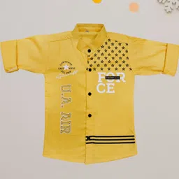FASHION GRAB Boys Classic Fit Typography Printed Band Collar Cotton Casual Shirt-image-66
