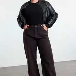 Trendyol Women Plus Size Cotton High Waist Wide Leg Jeans-image-75