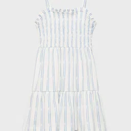 Mango Kids Girls Striped Pure Cotton Fit & Flare Dress with Smoked Detail-image-85