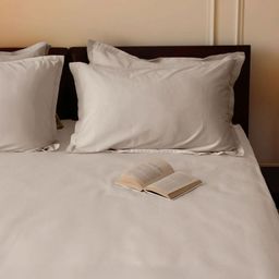 SleepyCat Taupe Cotton Sateen Fitted 300 TC Queen Bedsheet Set 1.82 m x 1.21 m-image-70