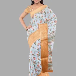 The Chennai Silks Floral Printed Zari Saree-picture-12