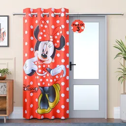 Kuber Industries Red & White Geometric Door Curtain-60