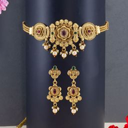 PRIVIU Gold-Plated Kundan-Studded Jewellery Set-11