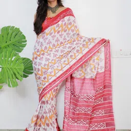 JAINICA Floral Pure Cotton Saree-picture-33