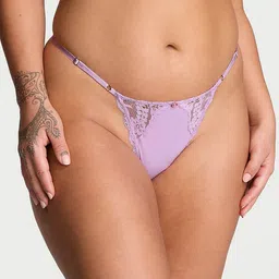 Victoria's Secret Low-Rise Lace-Trim Adjustable V-String Briefs 112548150G87-image-96