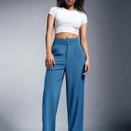 FREAKINS Women Relaxed Straight Leg Loose Fit High-Rise Pleated Trousers-picture-10