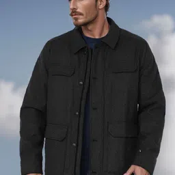 Mast & Harbour Men Spread Collar Self Design Tailored Jacket-picture-3