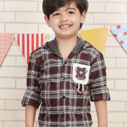 Polka Tots Boys Tartan Checks Opaque Printed Casual Shirt-image-62