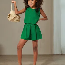 INCLUD Girls Round Neck Top With Shorts-image-63