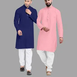 VS MALL Pink Cotton Blend Kurta Sets-image-47