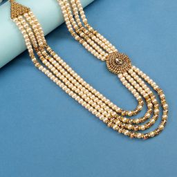 JIYANSHI FASHION Men Gold-Plated Artificial Stones Studded & Beaded Jewellery Set-17