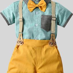LULU & SKY Boys Pure Cotton Shirt With Suspender Shorts-image-33