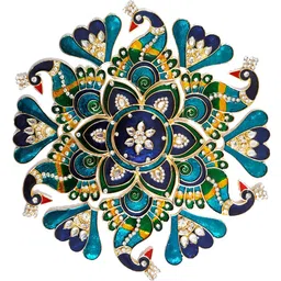 Kala Samarpan Green Meenakari Foldable Rangoli With Centerpiece-49