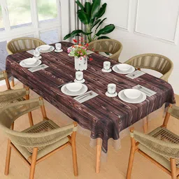 Kuber Industries Brown Floral Waterproof 6-Seater Table Cover-image-84