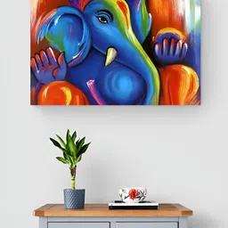 Tushaco Handicrafts Blue & Orange 1 Piece Canvas Religious Wall Paintings-image-23