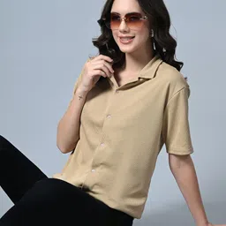 Genzy Women Self Design Crepe Shirt Style Top-picture-19
