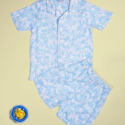 BE AWARA Boys Hibiscus Printed Pure Cotton Shirt With Shorts-image-29