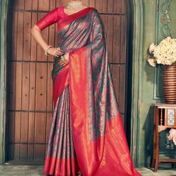 MAHALASA Pure Silk Zari Weaving Kanjivaram Saree-image-8