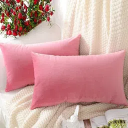 Shadowkart Set of 2 Fibre Filled Faux Velvet Ultra Soft Sleep Pillow-image-78