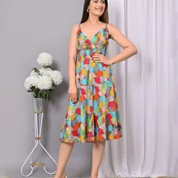 IQRAAR Print Fit & Flare Dress-image-34