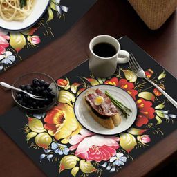 LooMantha Black & Red 6 Pieces Printed Rectangle Shaped Table Placemats image 3