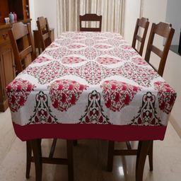 homewards Beige Ethnic Motifs 6-Seater Rectangle Table Cover-57
