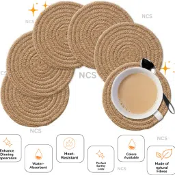 Round Reversible Jute Coaster Set-picture-17