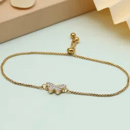 PREYANS Women American Diamond Gold-Plated American Diamond Bracelet-image-10