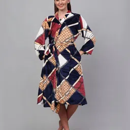 KLOTTHE Printed Woolen Bath Robe With Belt-picture-7