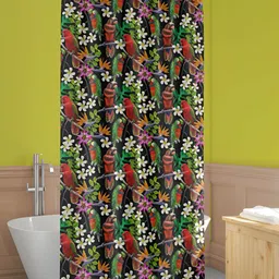 ArtzFolio Black & Green Printed Waterproof Shower Curtains-1