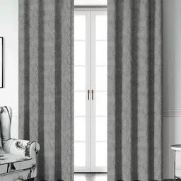 Aura Grey & Olive Green Set of 2 Black Out Long Door Curtain-23