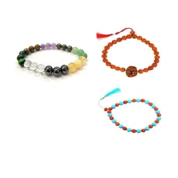 Divine souvenirs Unisex Set Of 3 Artificial Beaded Elasticated Bracelets-8