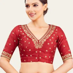 Studio Shringaar Embroidered V-Neck Saree Blouse-image-49