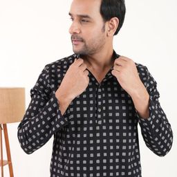 Style Matters Men Geometric Printed Block Print Kurta image 3
