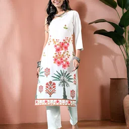 Sangria Printed Straight Kurta With Trousers-picture-18