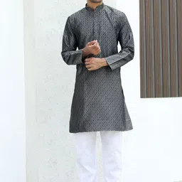 KRAFT INDIA Floral Self Design Mandarin Collar Straight Kurta With Pyjamas-31