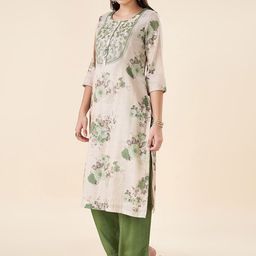 RANGMANCH BY PANTALOONS Floral Printed Thread Work Kurta with Trouser & Dupatta image 4