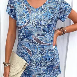 StyleCast x Revolte Women Abstract Printed V-Neck Top-image-58